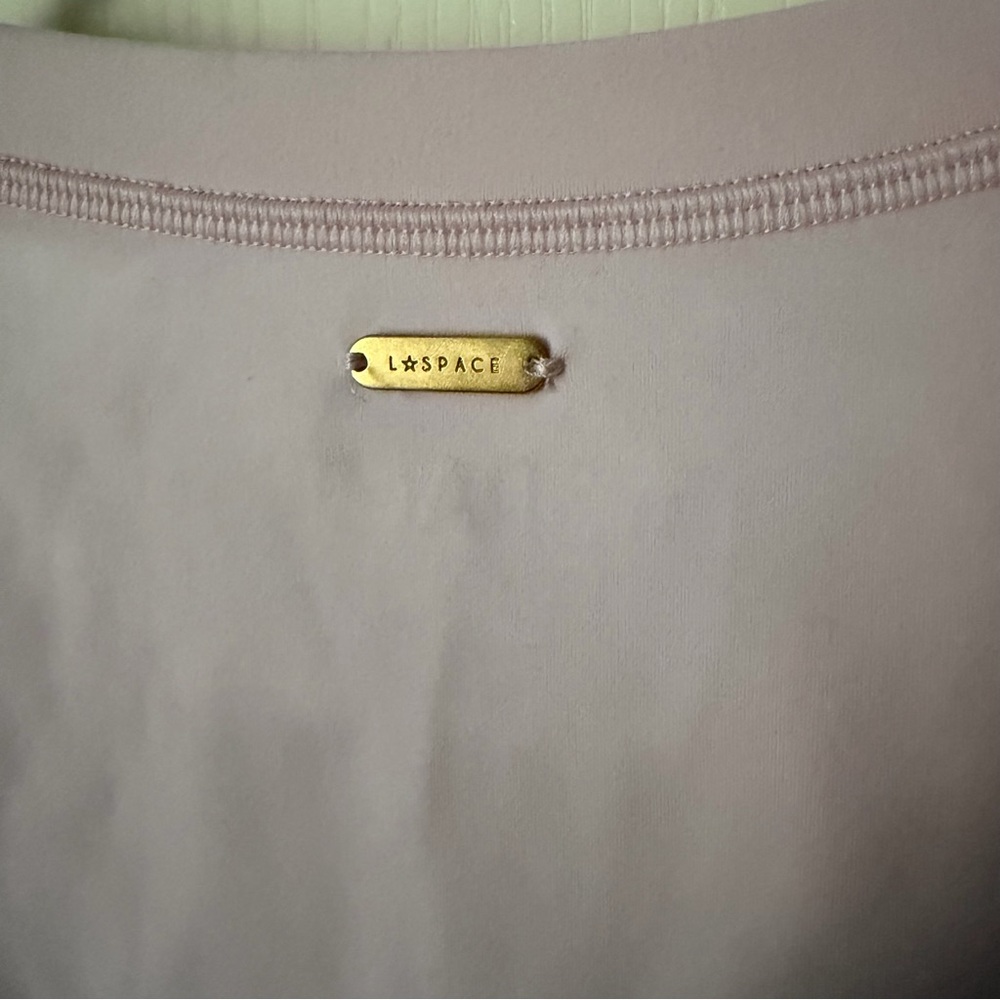 L*Space Active Light Pink Peony Aim High Crop Long Sleeve Athletic Top, Small - Picture 7 of 13